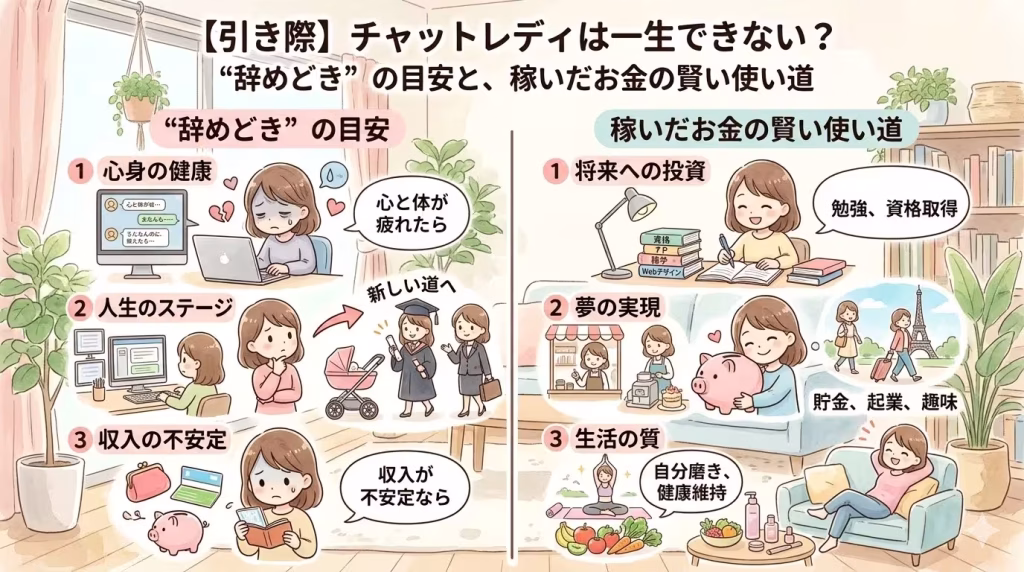 【引き際】チャットレディは一生できない？「辞めどき」の目安と、稼いだお金の賢い使い道